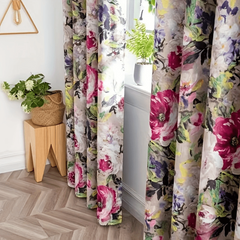 Elegant Ink Flower Print Curtain for Home Decor