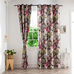 Elegant Ink Flower Print Curtain for Home Decor