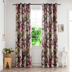 Elegant Ink Flower Print Curtain for Home Decor