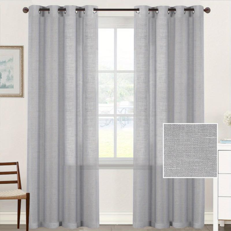 Light Filtering Linen Curtains Semi Sheer Drapes for Living Room