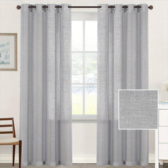 Light Filtering Linen Curtains Semi Sheer Drapes for Living Room