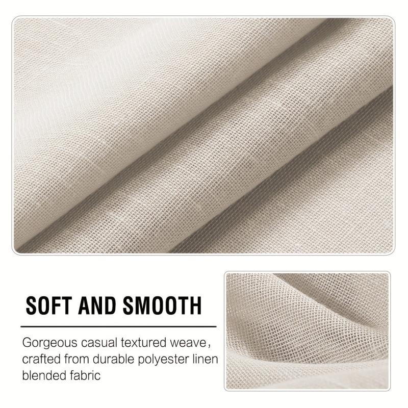 Light Filtering Linen Curtains Semi Sheer Drapes for Living Room