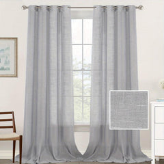 Light Filtering Linen Curtains Semi Sheer Drapes for Living Room