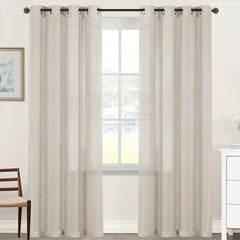Light Filtering Linen Curtains Semi Sheer Drapes for Living Room