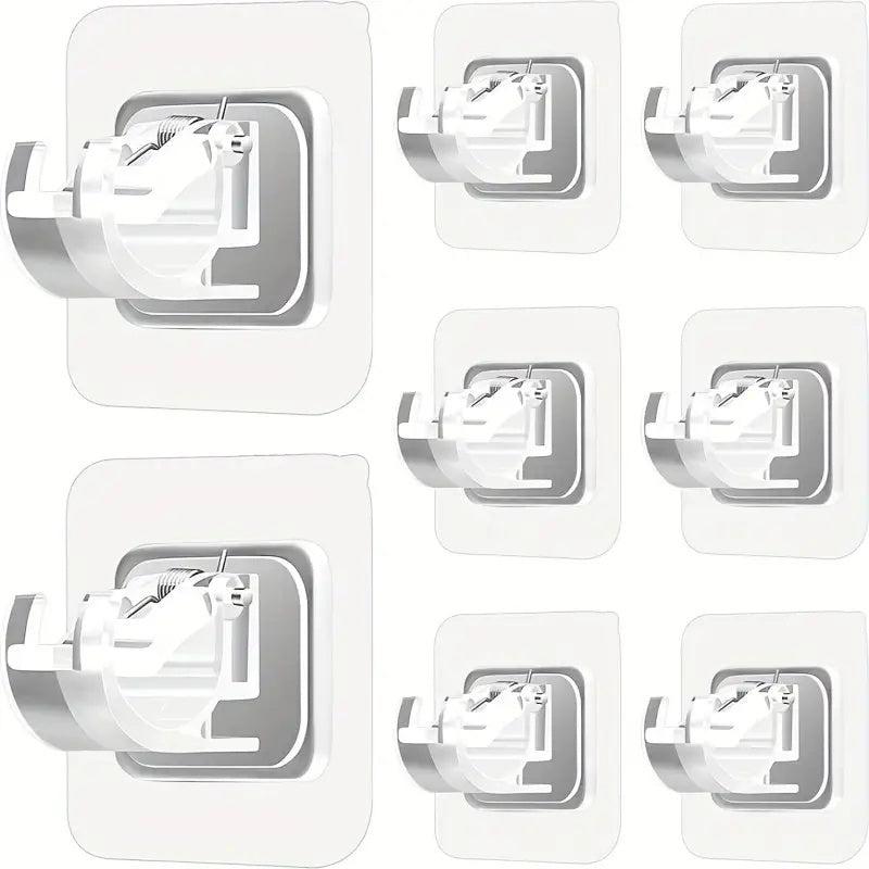 8pcs Adhesive Curtain Rod Brackets - No Drilling Rod Holder Hooks