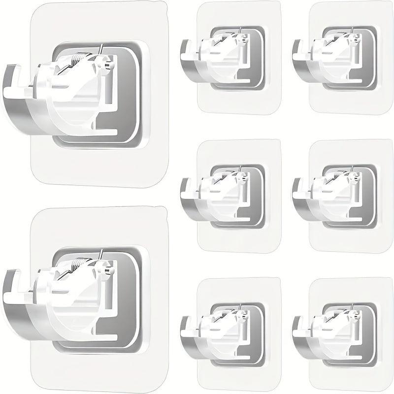 8pcs Adhesive Curtain Rod Brackets - No Drilling Rod Holder Hooks