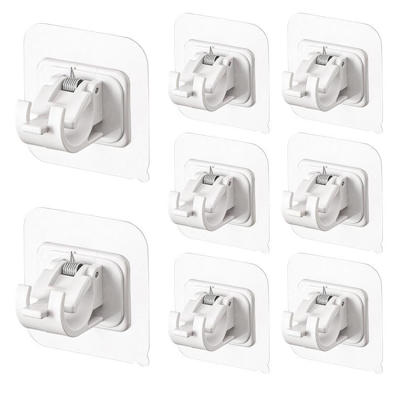 8pcs Adhesive Curtain Rod Brackets - No Drilling Rod Holder Hooks