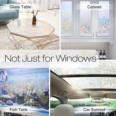 Rainbow Window Privacy Film Clings 3D Decorative Vinyl Stained Glass Decals