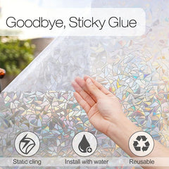 Rainbow Window Privacy Film Clings 3D Decorative Vinyl Stained Glass Decals