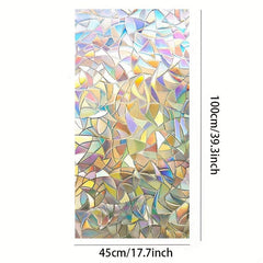 Rainbow Window Privacy Film Clings 3D Decorative Vinyl Stained Glass Decals