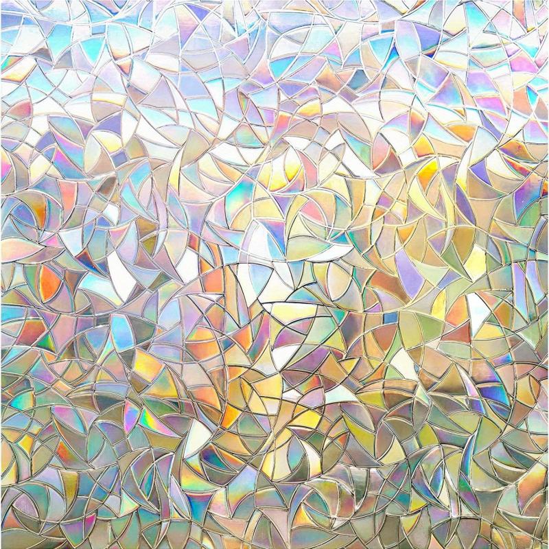 Rainbow Window Privacy Film Clings 3D Decorative Vinyl Stained Glass Decals