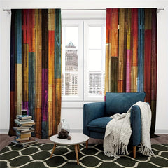 Colorful Farmhouse Wooden Window Curtain Rod Pocket Curtain