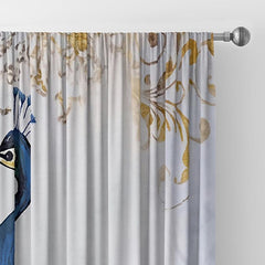 2pcs Golden Feather Peacock Curtains