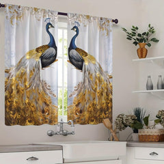 2pcs Golden Feather Peacock Curtains