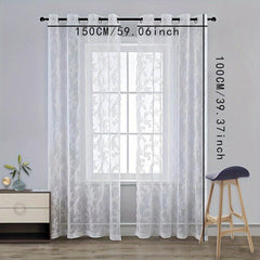 1pc Floral Curtain Lace Perforated Window Sheer Curtain Home Decor