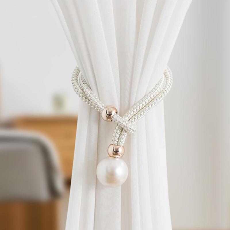 Pearl Curtain Tiebacks Decorative Holders Ropes for Window Drapery
