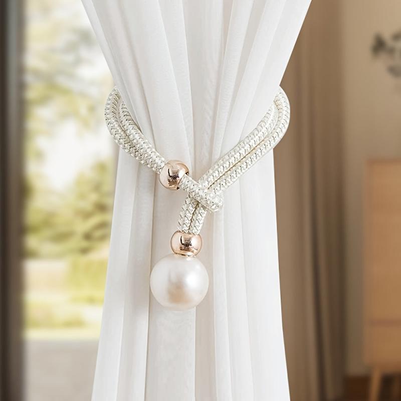 Pearl Curtain Tiebacks Decorative Holders Ropes for Window Drapery