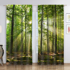 Enchanted Forest Curtains - Sunshine Scene Window Drapes