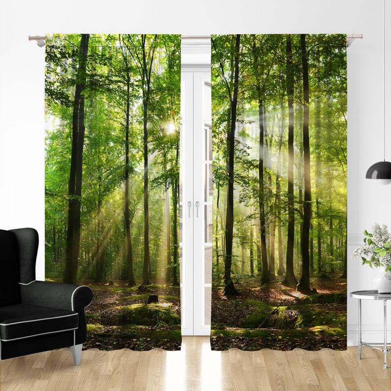 Enchanted Forest Curtains - Sunshine Scene Window Drapes