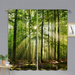Enchanted Forest Curtains - Sunshine Scene Window Drapes
