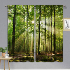 Enchanted Forest Curtains - Sunshine Scene Window Drapes