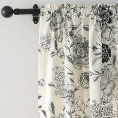 Farmhouse Leaf Floral Curtain Cream Rod Pocket Living Room Bedroom Decor