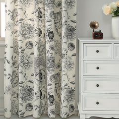 Farmhouse Leaf Floral Curtain Cream Rod Pocket Living Room Bedroom Decor
