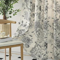 Farmhouse Leaf Floral Curtain Cream Rod Pocket Living Room Bedroom Decor