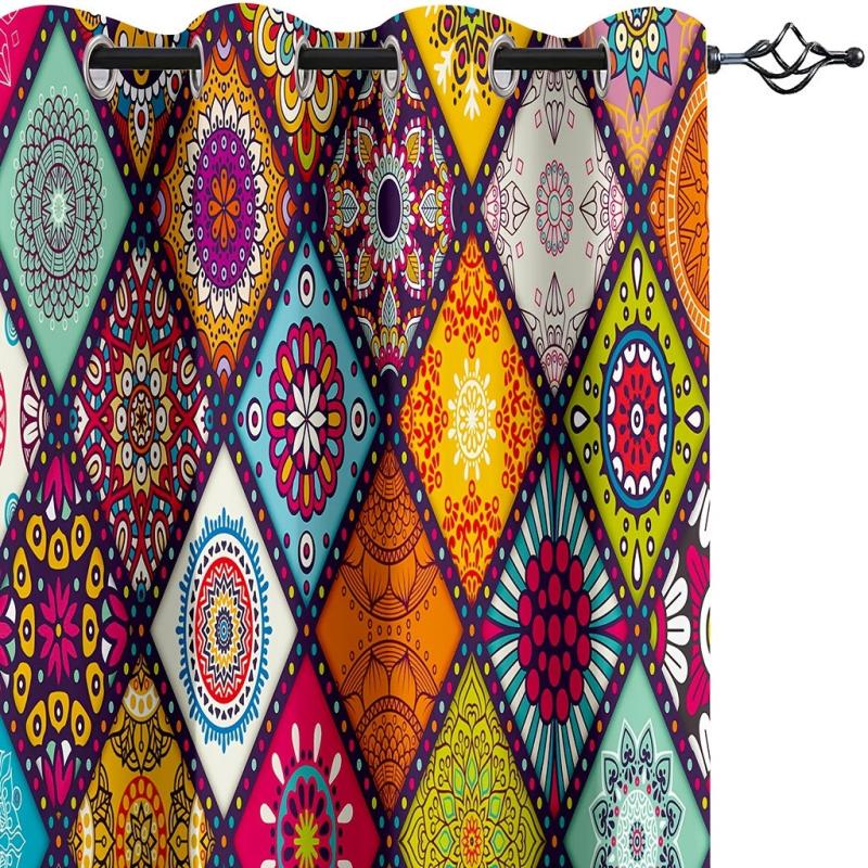 2pcs Bohemian Multifunctional Curtains Eyelet Rod for Home Decor and Privacy