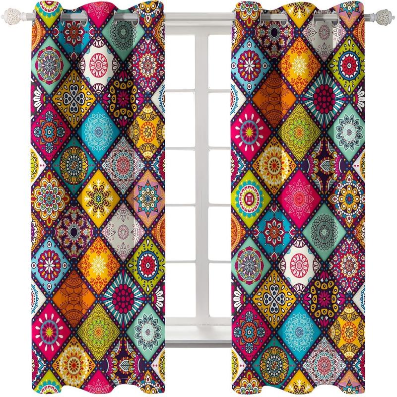 2pcs Bohemian Multifunctional Curtains Eyelet Rod for Home Decor and Privacy