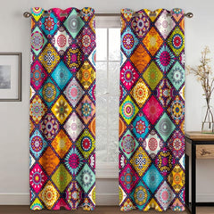 2pcs Bohemian Multifunctional Curtains Eyelet Rod for Home Decor and Privacy