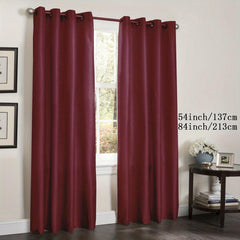 Faux Silk Grommet Top Window Curtain for Living Room Bedroom Kitchen Bathroom