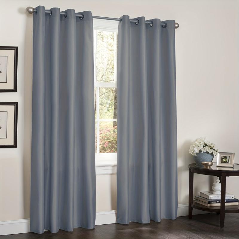 Faux Silk Grommet Top Window Curtain for Living Room Bedroom Kitchen Bathroom
