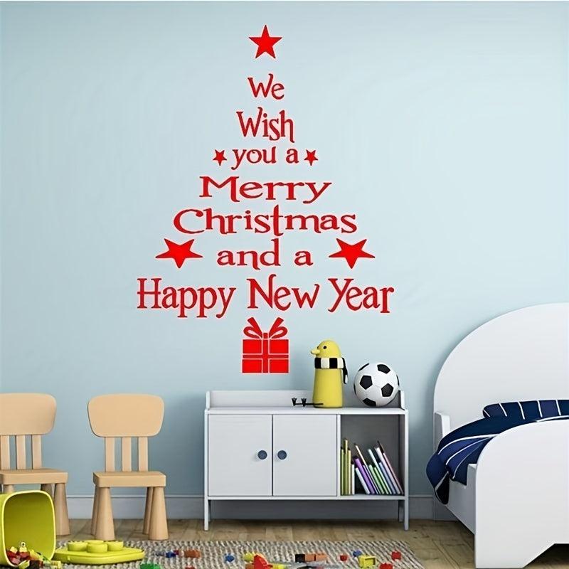 Merry Christmas Tree Window Stickers Vinyl Decal For Home Decor