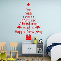 Merry Christmas Tree Window Stickers Vinyl Decal For Home Decor