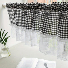 Pink Plaid Short Curtain Kitchen Restaurant Partition Curtain