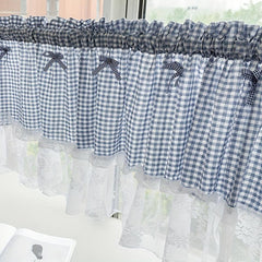 Pink Plaid Short Curtain Kitchen Restaurant Partition Curtain