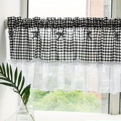 Pink Plaid Short Curtain Kitchen Restaurant Partition Curtain