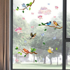Flower Branch Bird Window Sticker Decorative Glass Door Self-Adhesive Clings