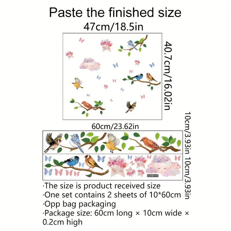 Flower Branch Bird Window Sticker Decorative Glass Door Self-Adhesive Clings