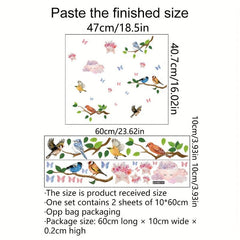 Flower Branch Bird Window Sticker Decorative Glass Door Self-Adhesive Clings