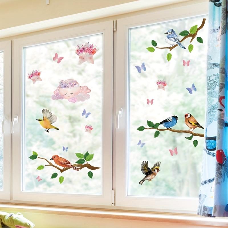 Flower Branch Bird Window Sticker Decorative Glass Door Self-Adhesive Clings