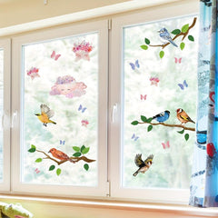 Flower Branch Bird Window Sticker Decorative Glass Door Self-Adhesive Clings
