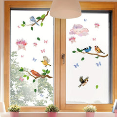 Flower Branch Bird Window Sticker Decorative Glass Door Self-Adhesive Clings