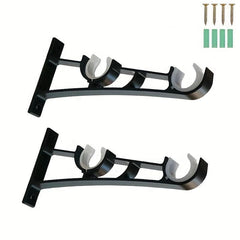 2pcs Aluminum Double Rod Curtain Bracket with Screws Heavy Duty Thickened Alloy