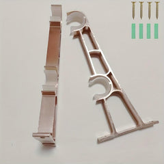 2pcs Aluminum Double Rod Curtain Bracket with Screws Heavy Duty Thickened Alloy