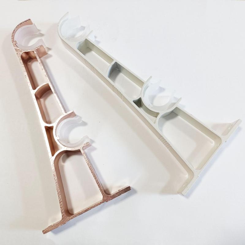 2pcs Aluminum Double Rod Curtain Bracket with Screws Heavy Duty Thickened Alloy