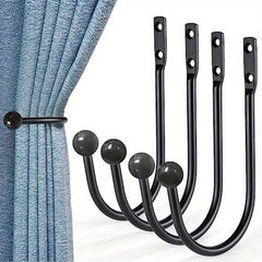 4pcs Curtain Hooks & Retro Style Holdback - Bedroom & Living Room Accessories