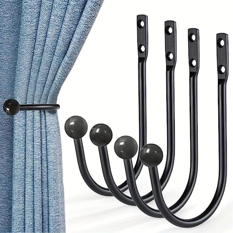 4pcs Curtain Hooks & Retro Style Holdback - Bedroom & Living Room Accessories
