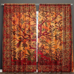 Boho Hippie Life Tree Window Curtains